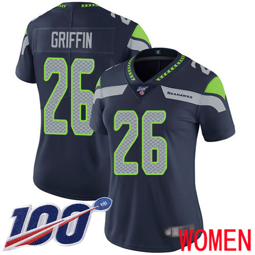 Seattle Seahawks Limited Navy Blue Women Shaquill Griffin Home Jersey NFL Football 26 100th Season Vapor Untouchable
